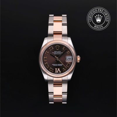 Rolex Certified Pre-owned Lady Datejust M178241-0074 front on black background