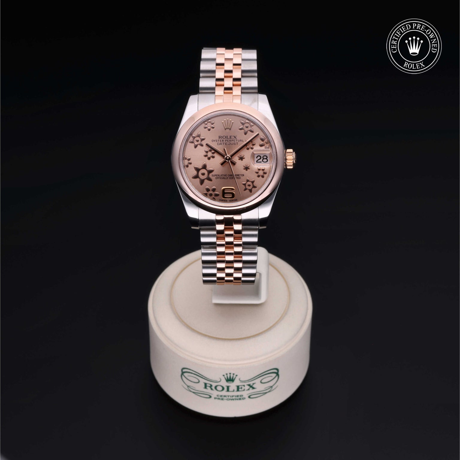 Rolex Certified Pre-owned Lady Datejust M178241-0069 front on black background