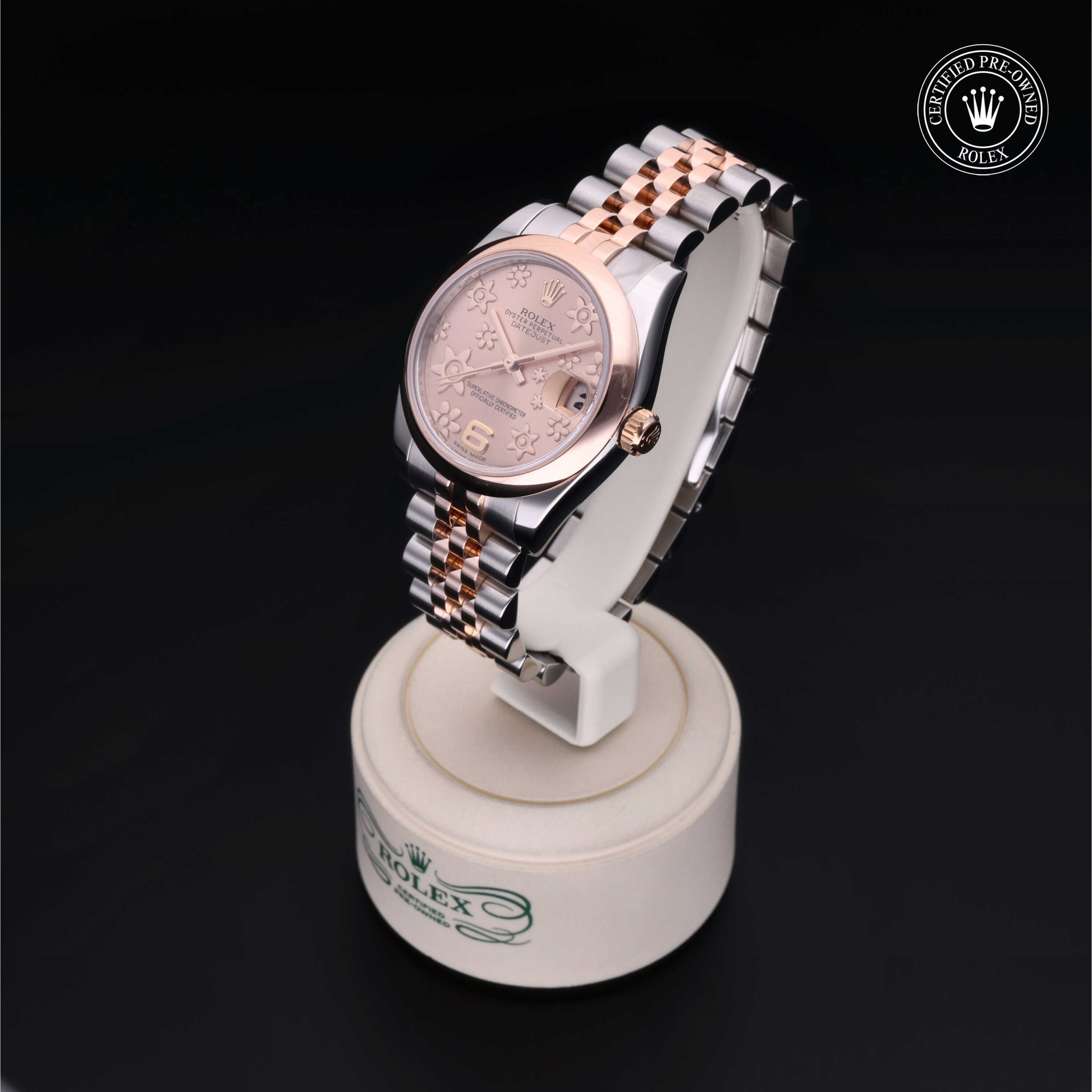 Rolex Certified Pre-owned Lady Datejust M178241-0069 front on black background