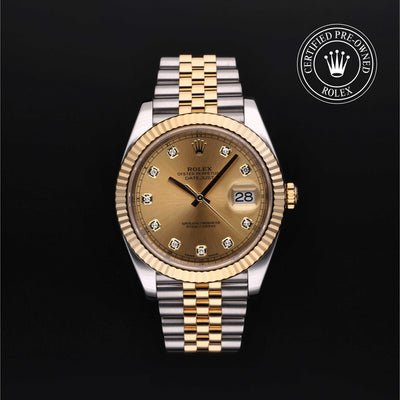 Rolex Certified Pre-owned Datejust M126333-0012 front on black background