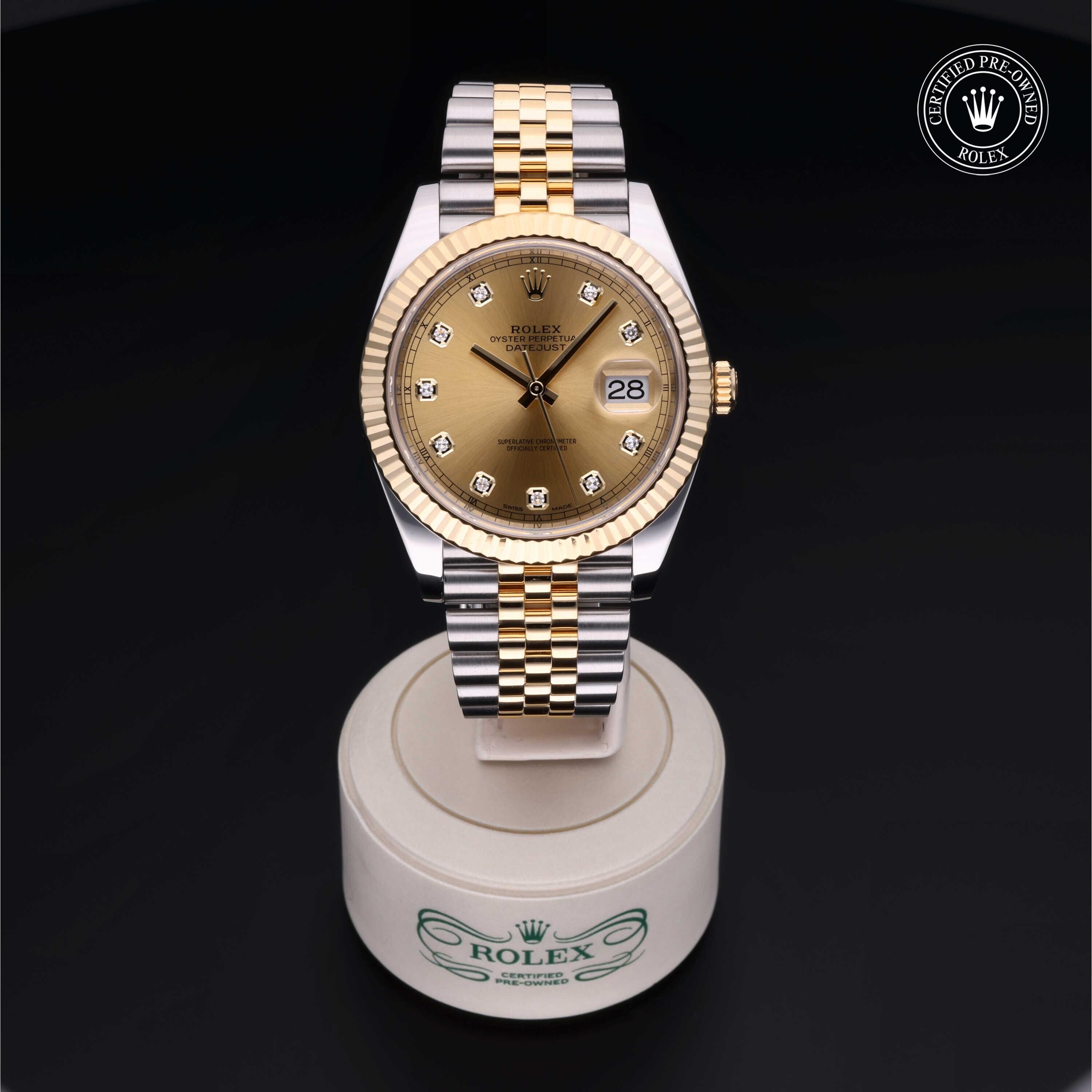 Rolex Certified Pre-owned Datejust M126333-0012 front on black background