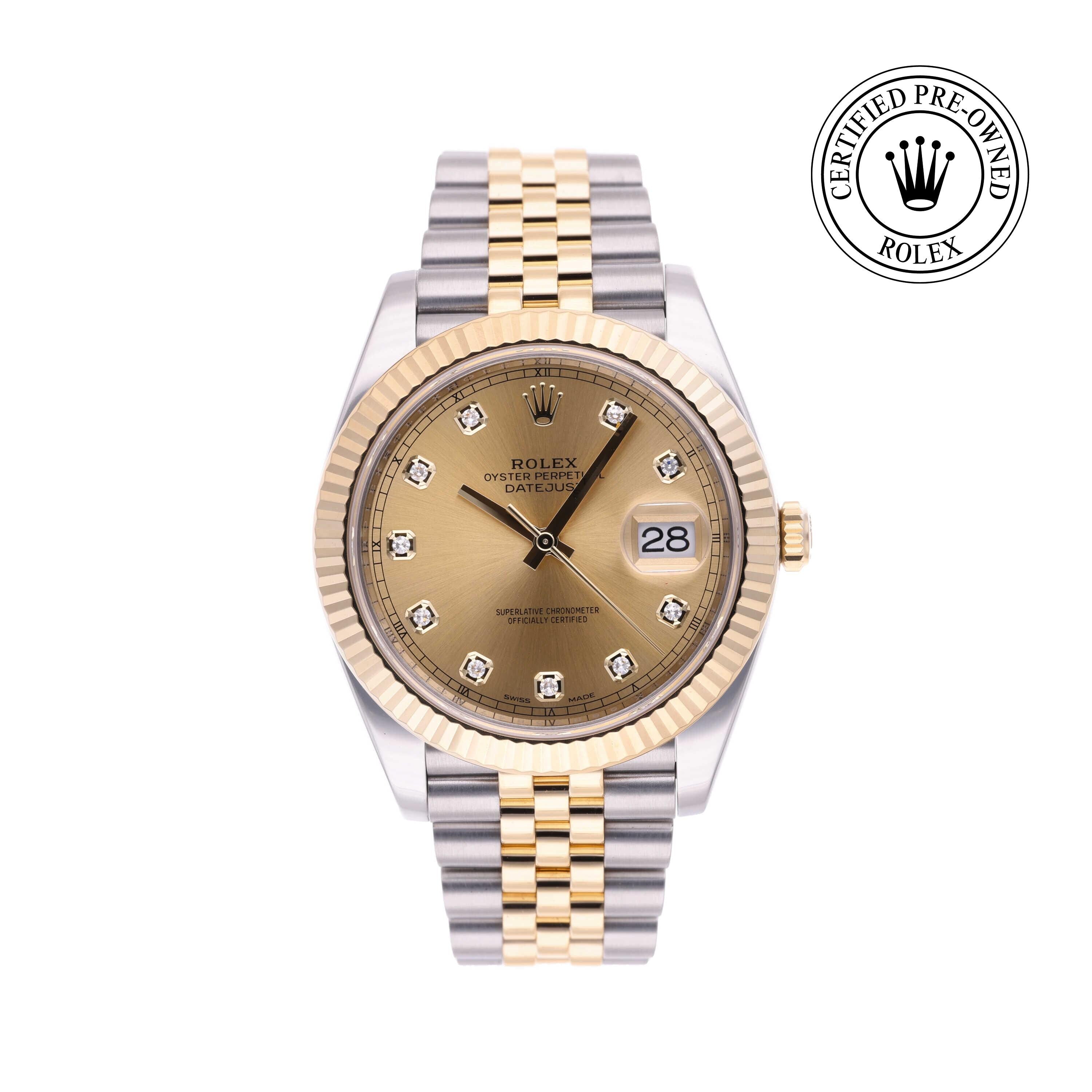 Rolex Certified Pre-owned Datejust M126333-0012 front on white background
