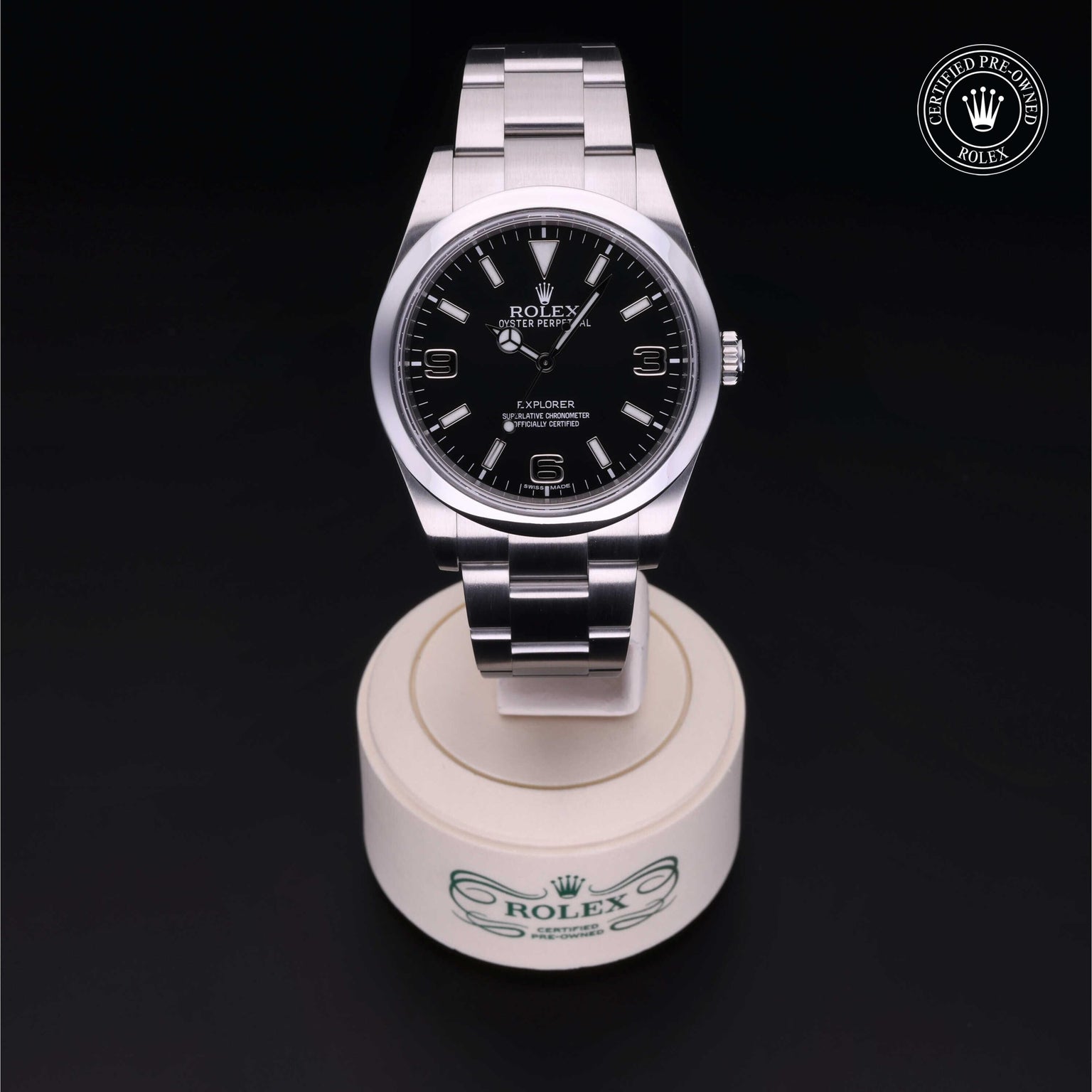 Rolex CPO Explorer M214270 front on white background