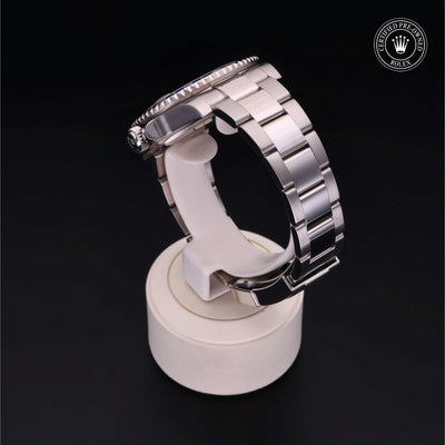 Rolex Certified Pre-owned GMT M116719BLRO-0002 front on black background