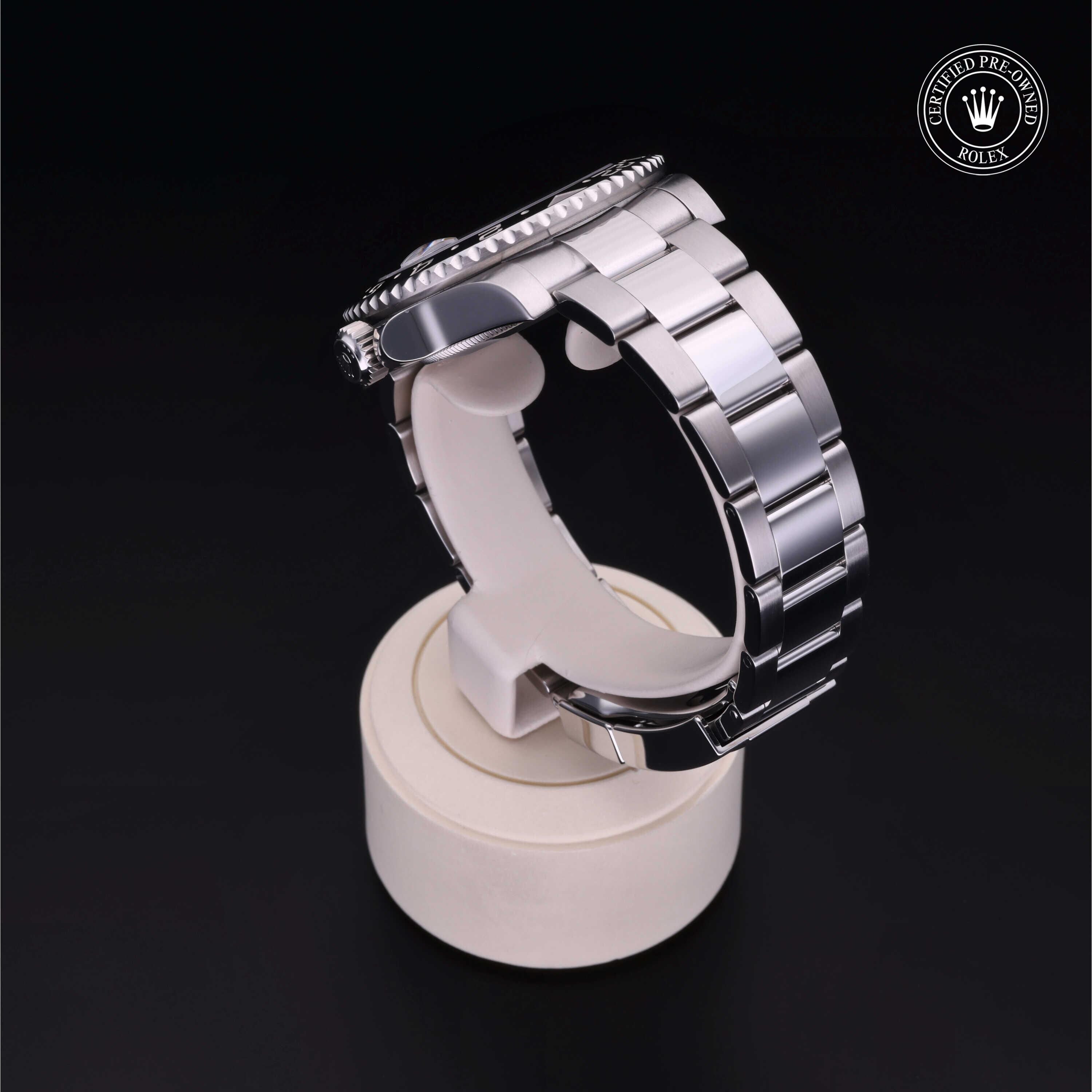 Rolex CPO GMT M116710LN front on white background