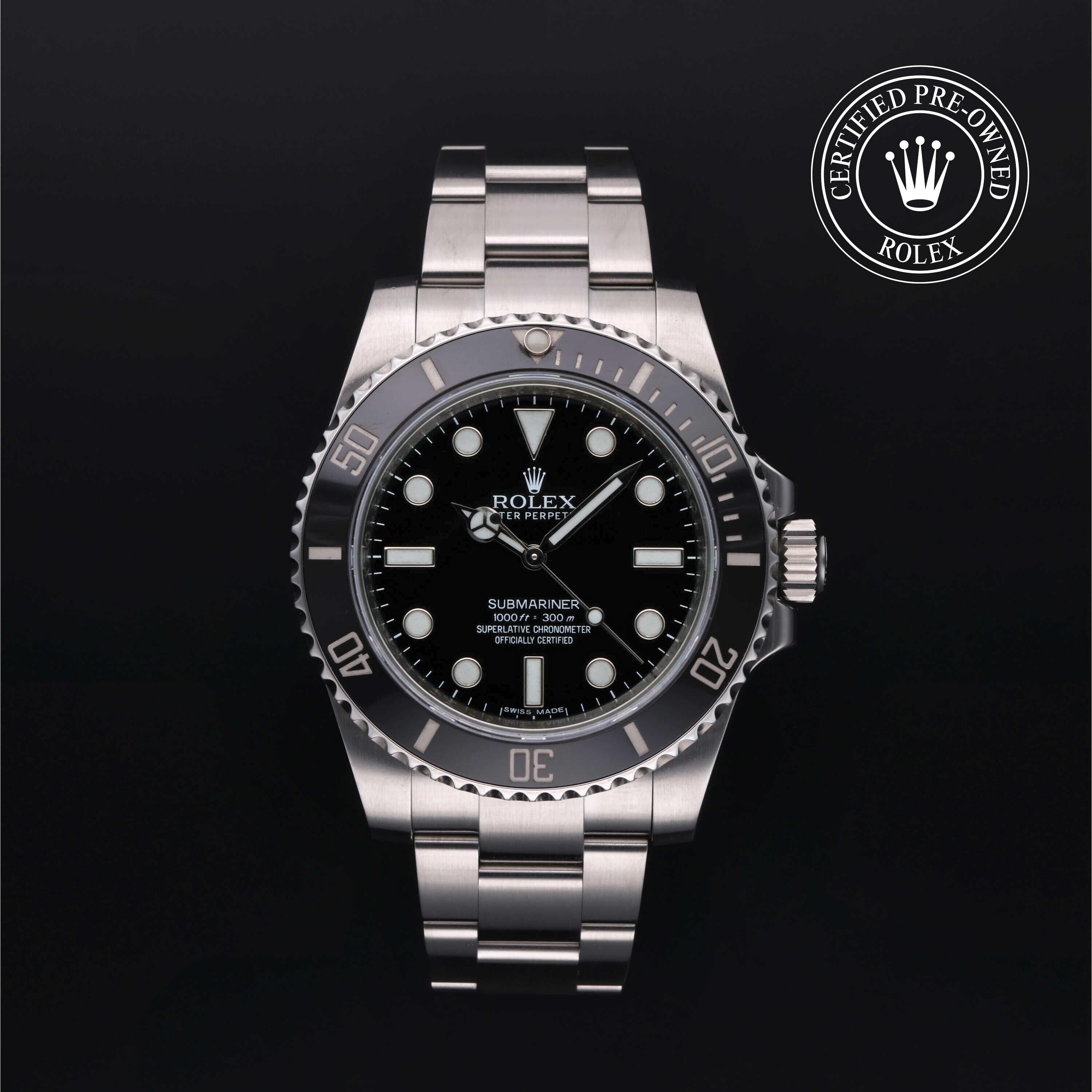 Rolex Certified Pre-owned Submariner M114060-0002 front on black background