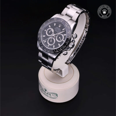 Rolex Certified Pre-owned Daytona M116500LN-0002 front on black background