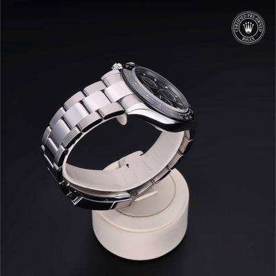 Rolex Certified Pre-owned Daytona M116500LN-0002 front on black background