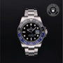 Rolex Certified Pre-owned GMT M126710BLNR-0003 front on black background
