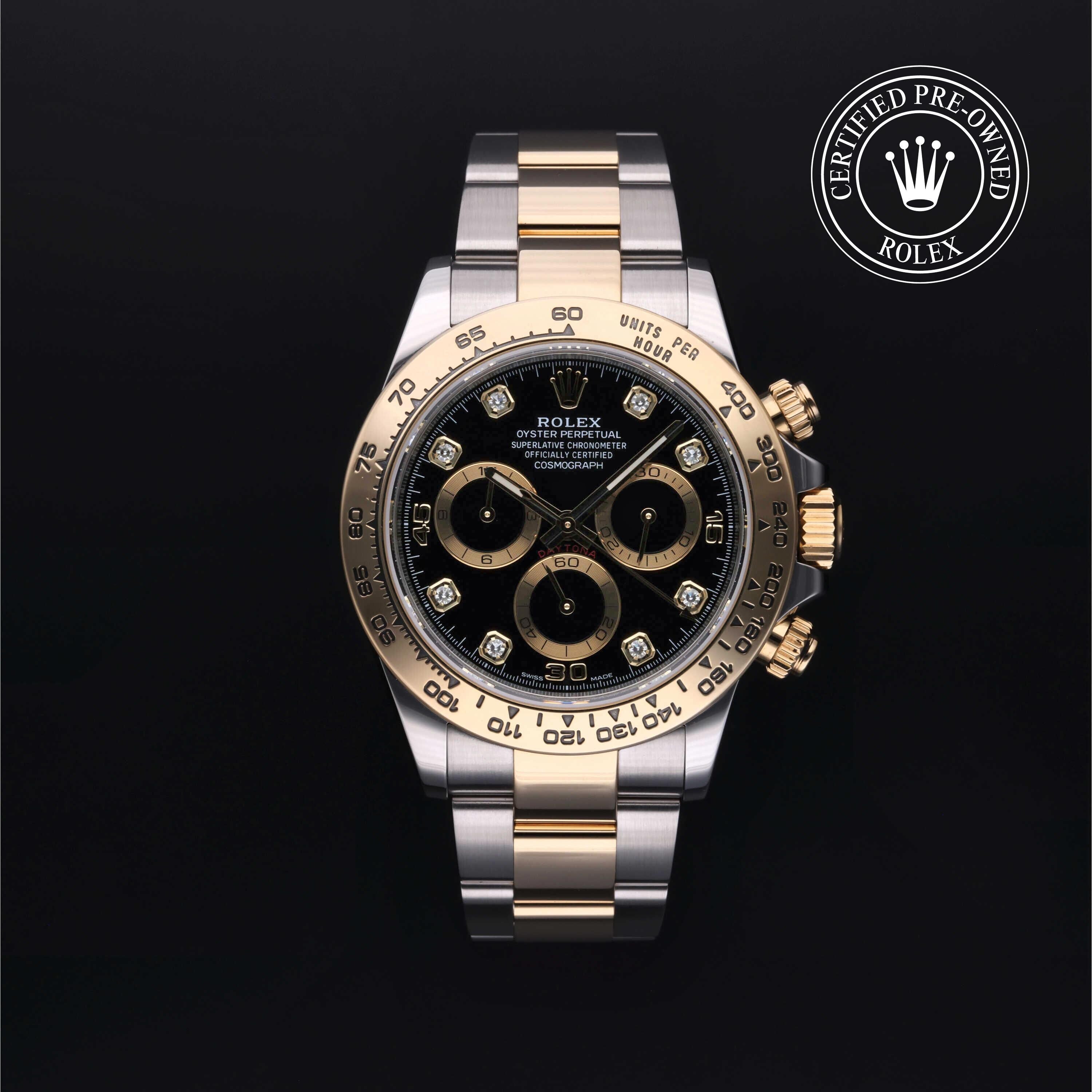 Rolex Certified Pre-owned Daytona M116503-0011 front on black background