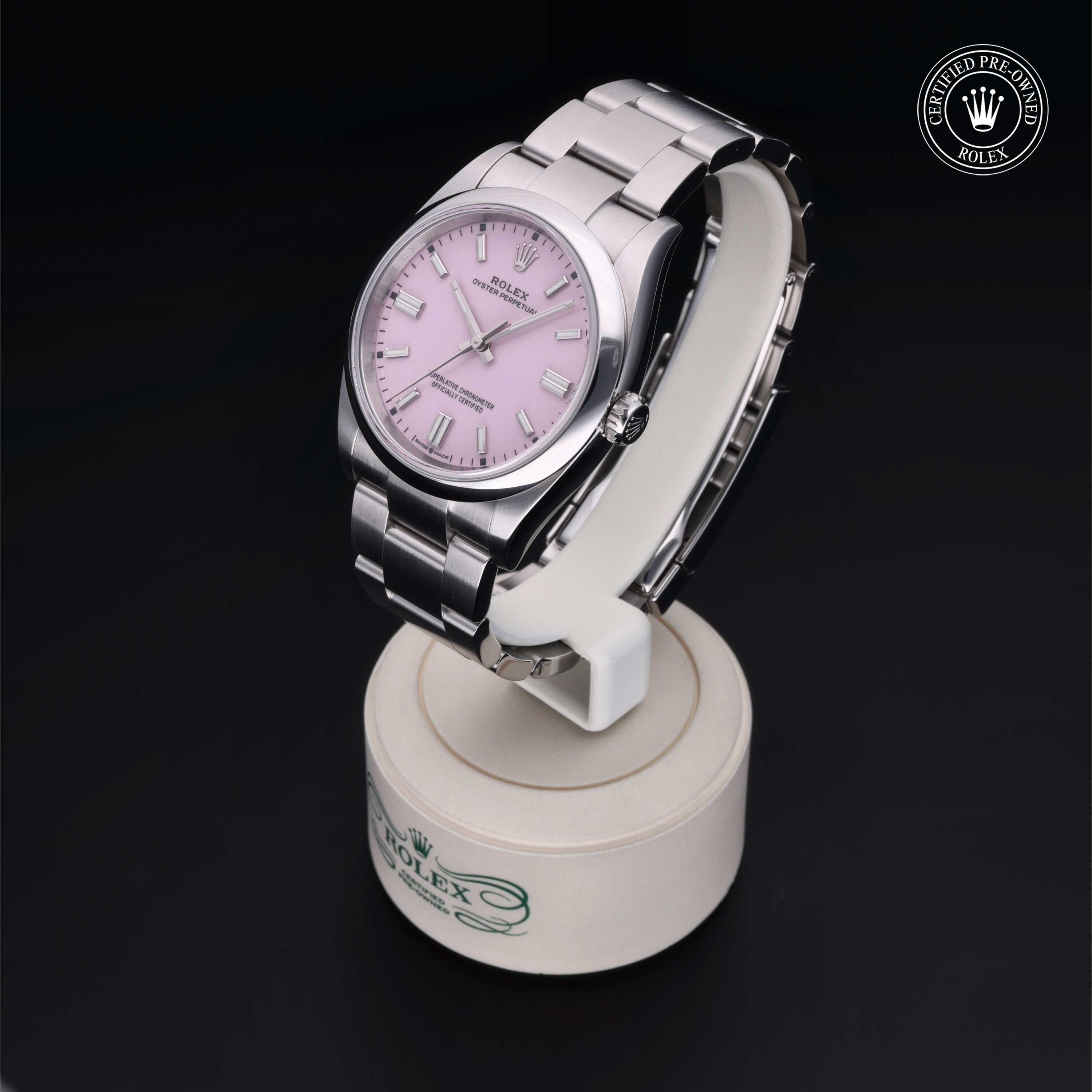 Rolex CPO Oyster Perpetual M126000 front on white background