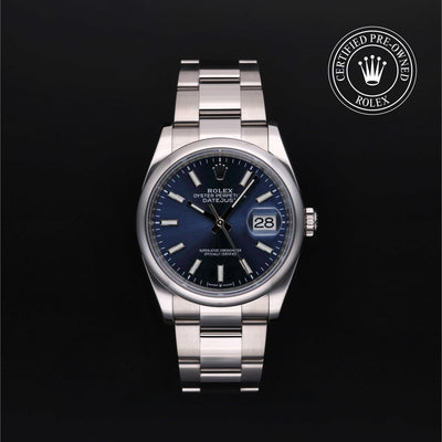 Rolex Certified Pre-owned Datejust M126200-0006 front on black background
