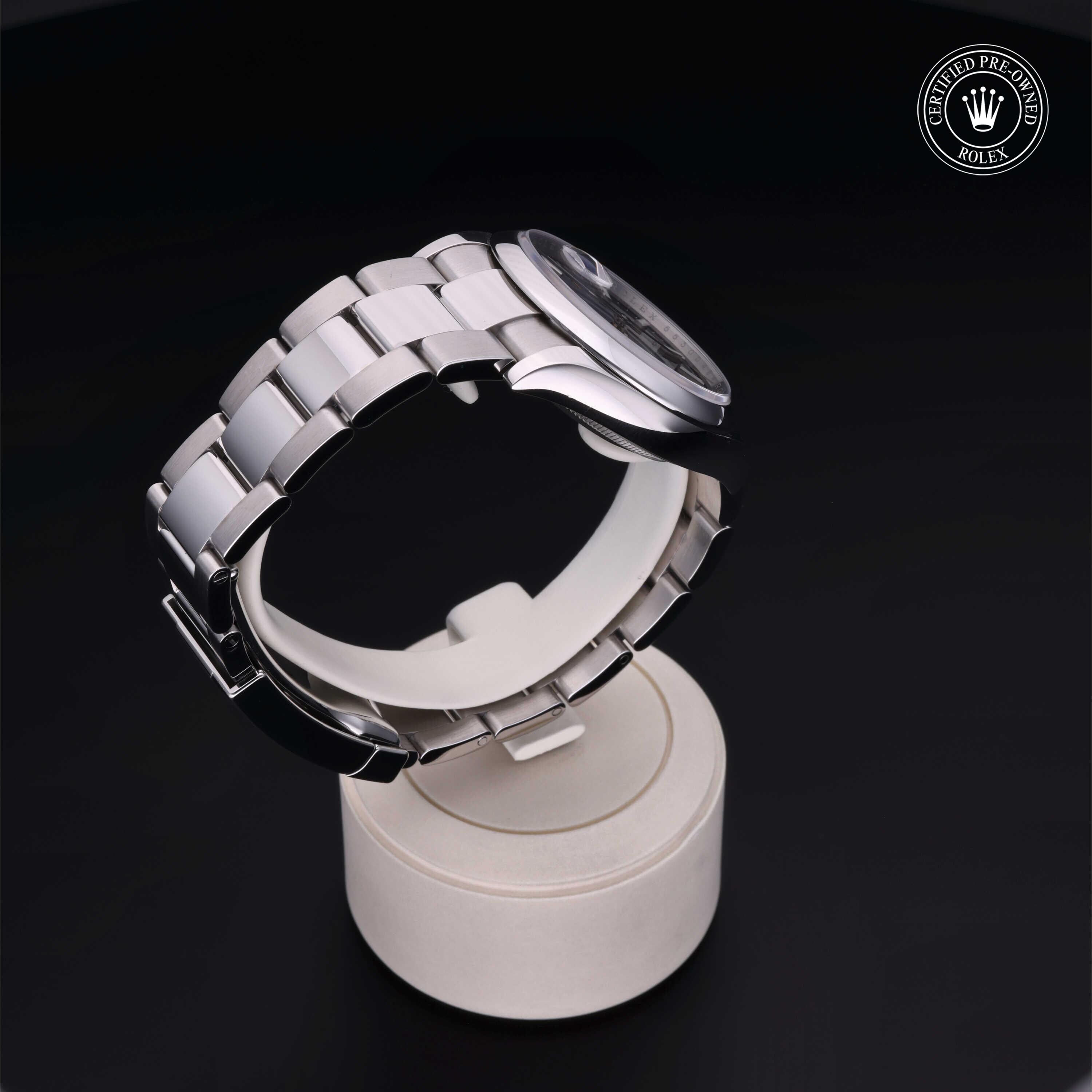 Rolex Certified Pre-owned Datejust M126200-0006 front on black background