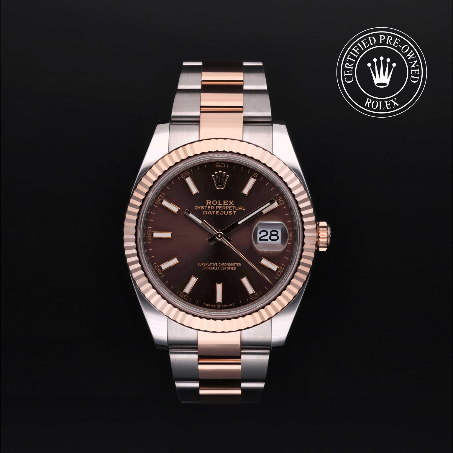 Rolex Certified Pre-owned Datejust M126331-0001 front on black background