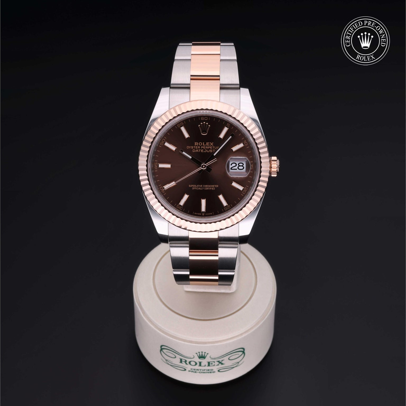 Rolex Certified Pre-owned Datejust M126331-0001 front on black background