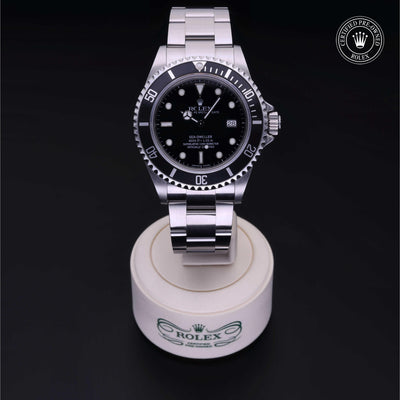Rolex Certified Pre-owned Sea-Dweller M16600-0003 front on black background