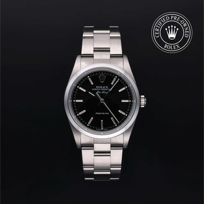 Rolex Certified Pre-owned Air-King M14000M-0009 front on black background