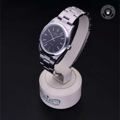 Rolex Certified Pre-owned Air-King M14000M-0009 front on black background