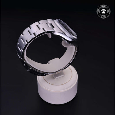 Rolex Certified Pre-owned Air-King M14000M-0009 front on black background