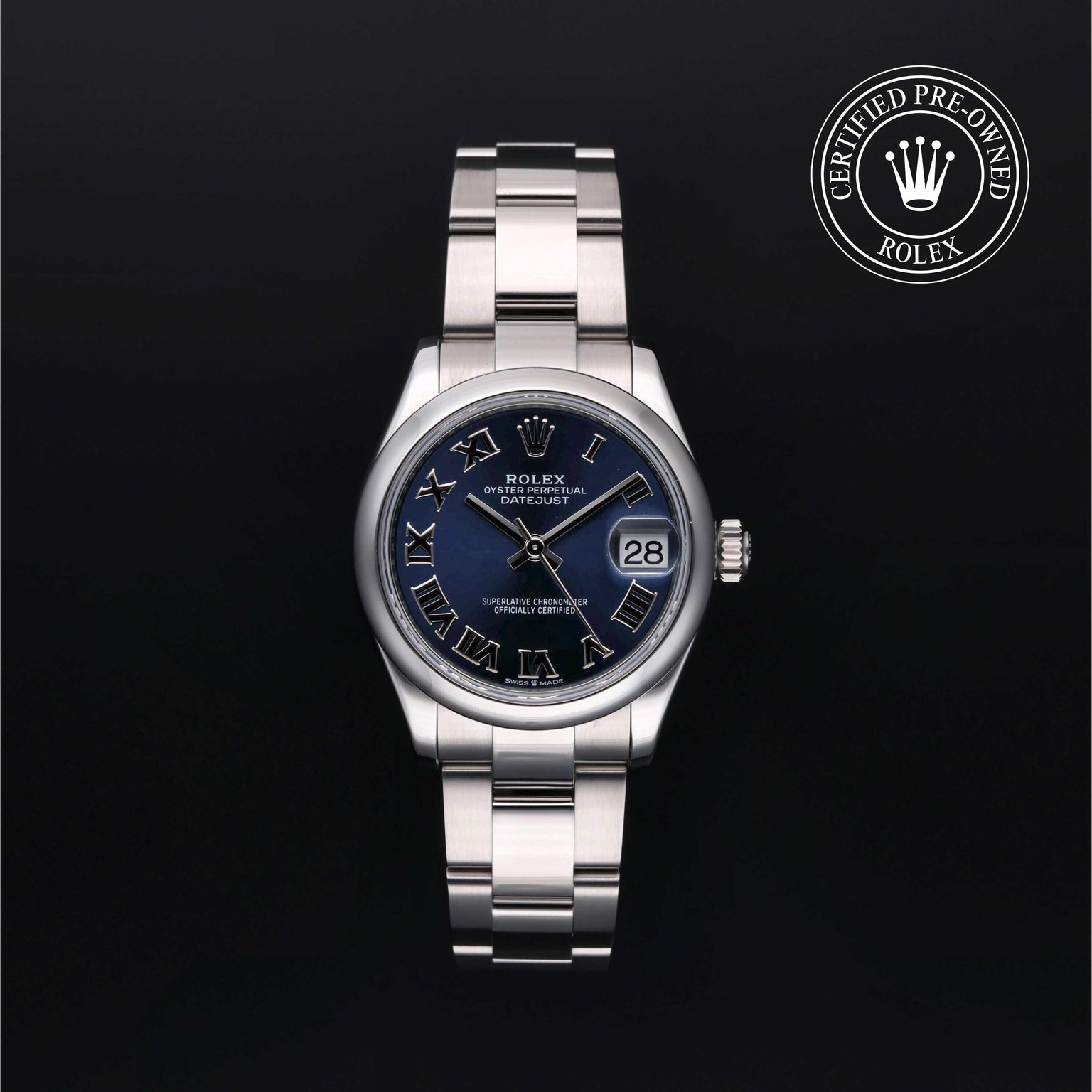 Rolex Certified Pre-owned Lady Datejust M278240-0017 front on black background