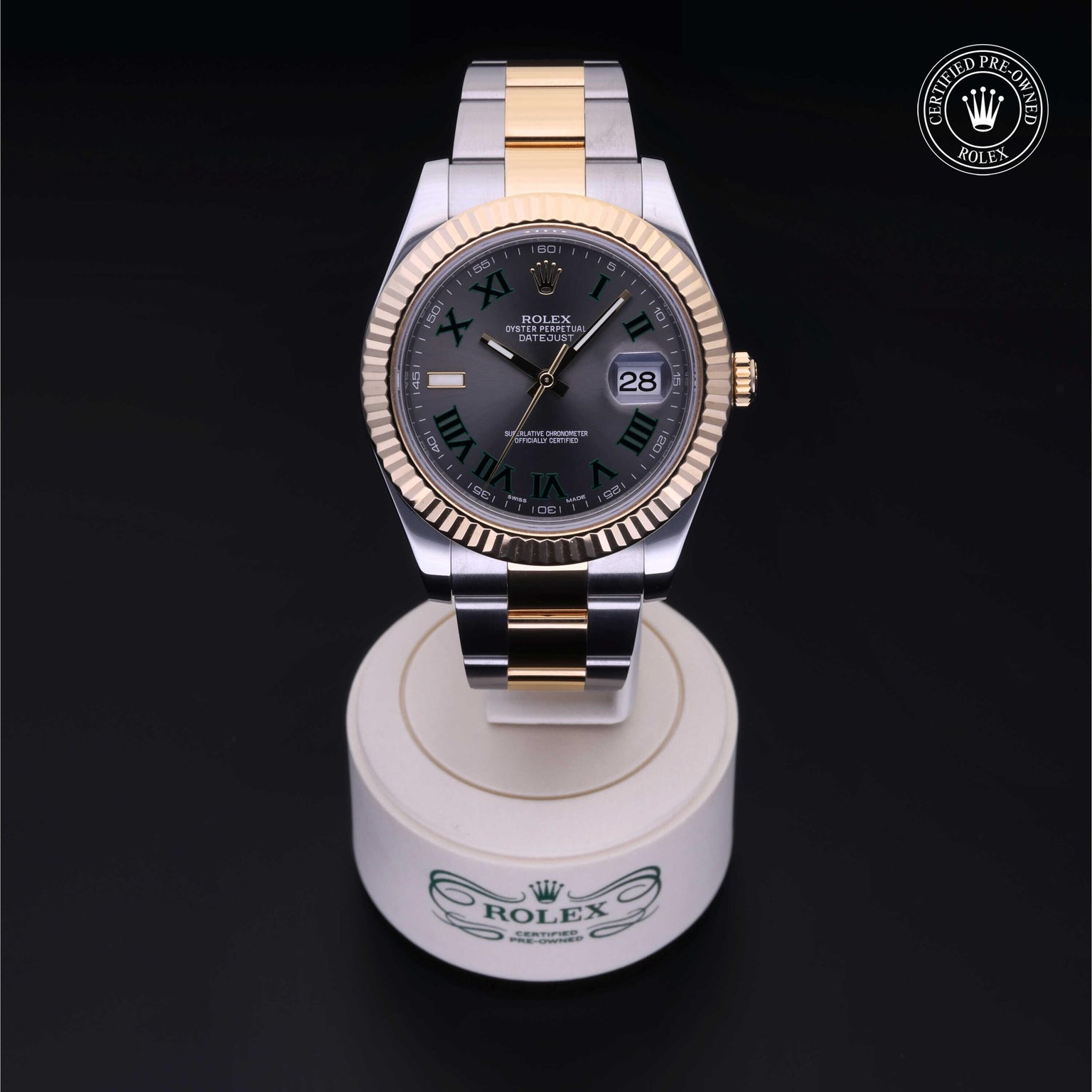 Rolex Certified Pre-owned Datejust M116333-0001 front on black background