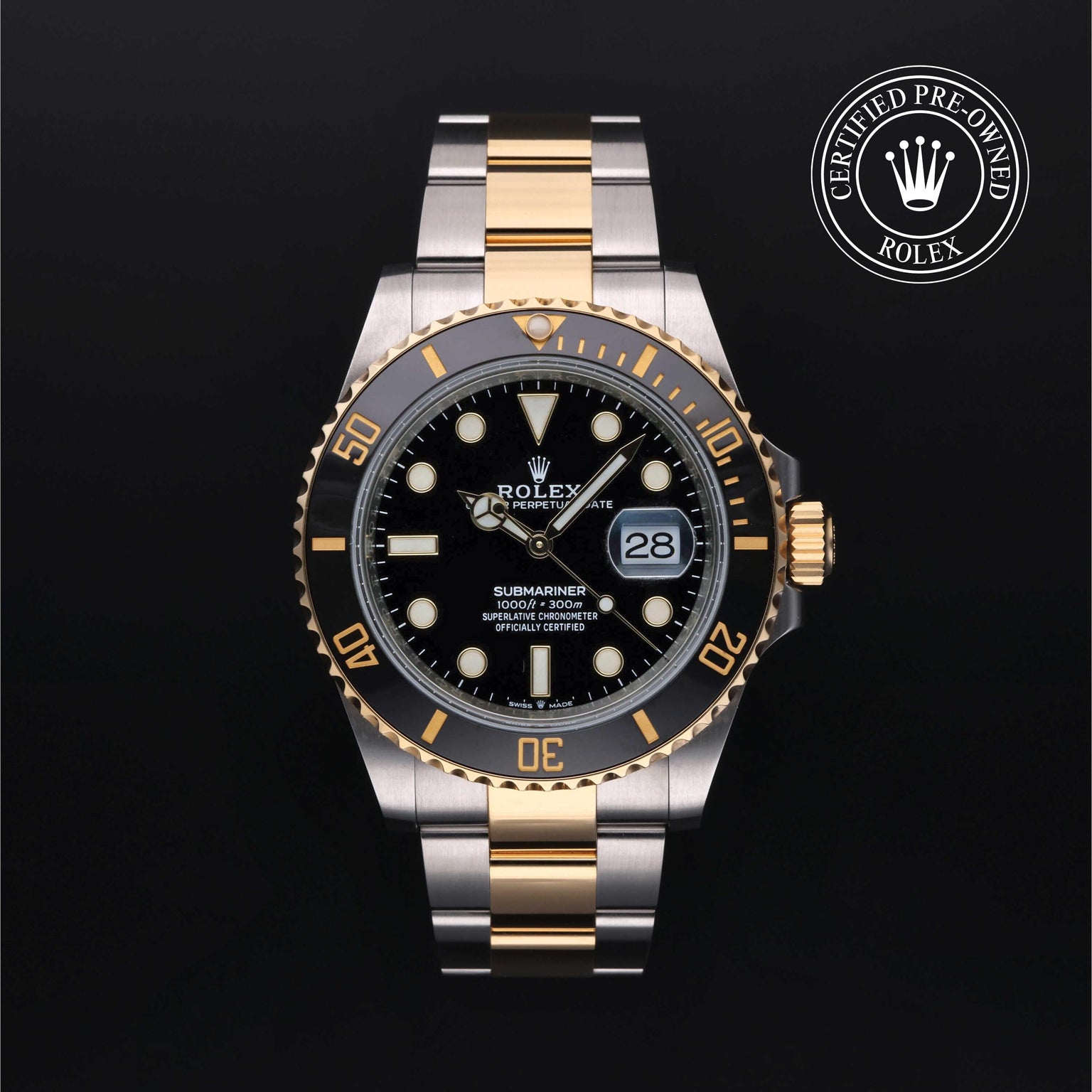 Rolex Certified Pre-owned Submariner M126613LN-0002 front on black background