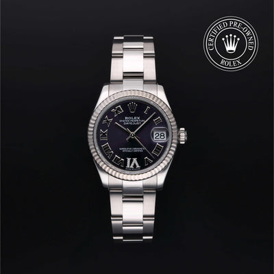 Rolex Certified Pre-owned Lady Datejust M278274-0025 front on black background
