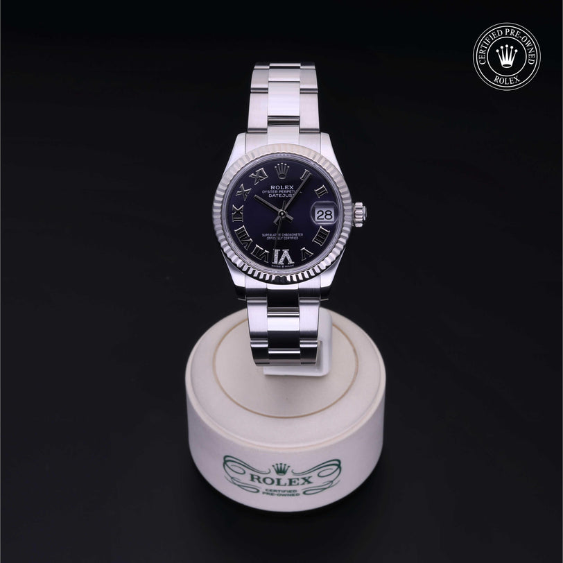 Rolex Certified Pre-owned Lady Datejust M278274-0025 front on black background