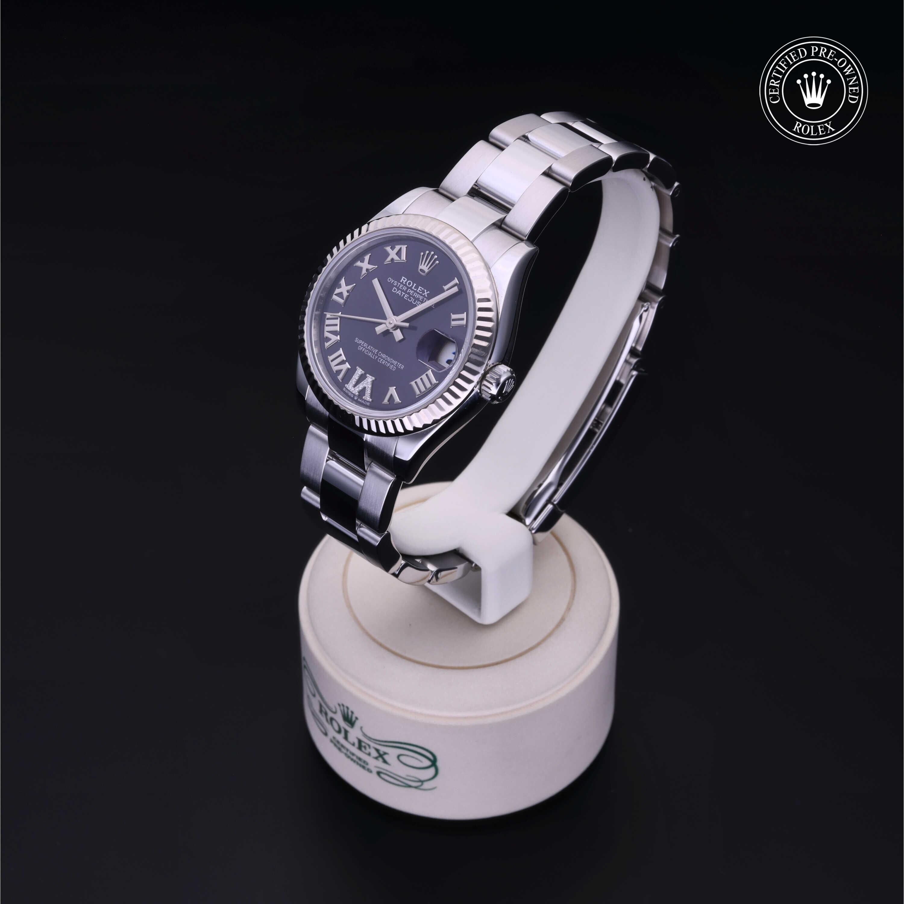 Rolex Certified Pre-owned Lady Datejust M278274-0025 front on black background