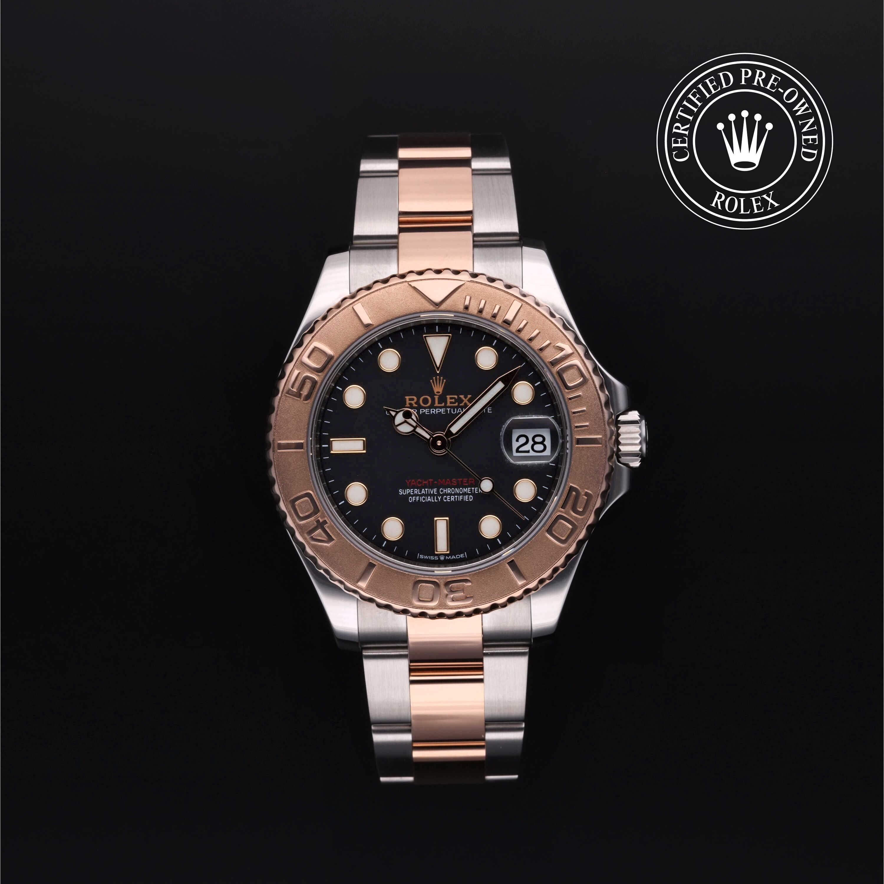Rolex Certified Pre-owned Yacht-Master M268621-0004 front on black background