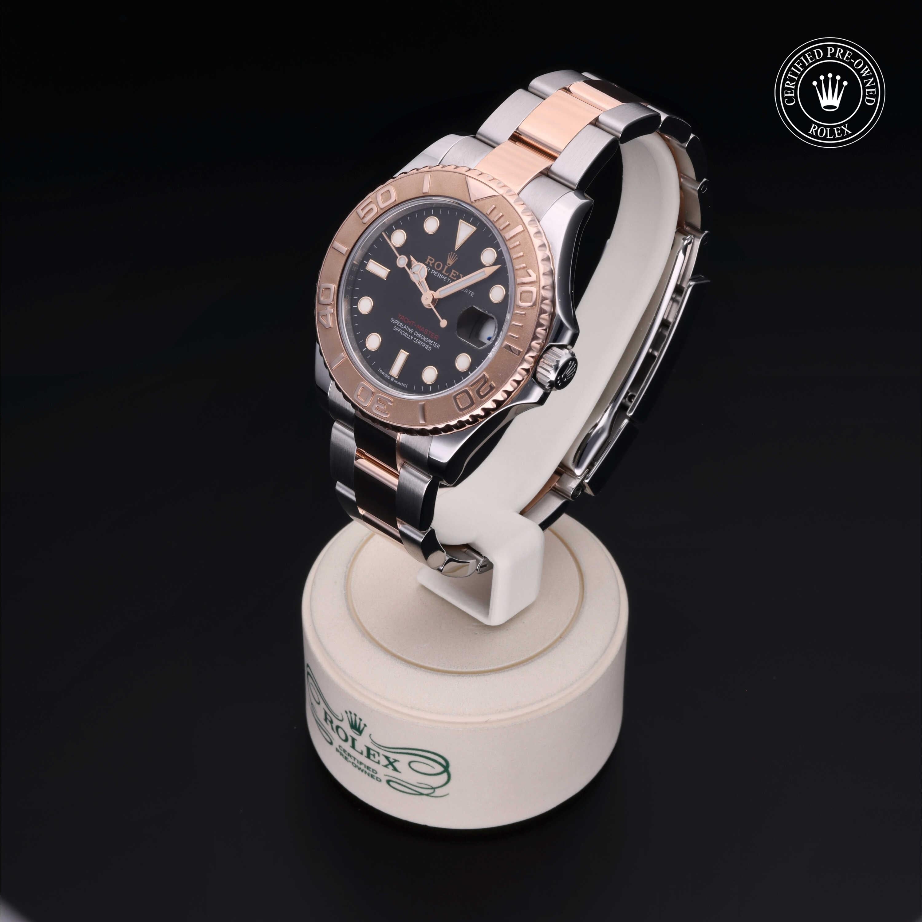 Rolex Certified Pre-owned Yacht-Master M268621-0004 front on black background