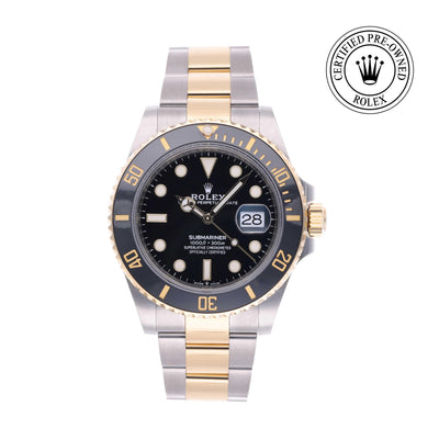 Rolex CPO Submariner M126613LN front on white background