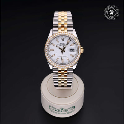 Rolex Certified Pre-owned Datejust M126283RBR-0019 front on black background