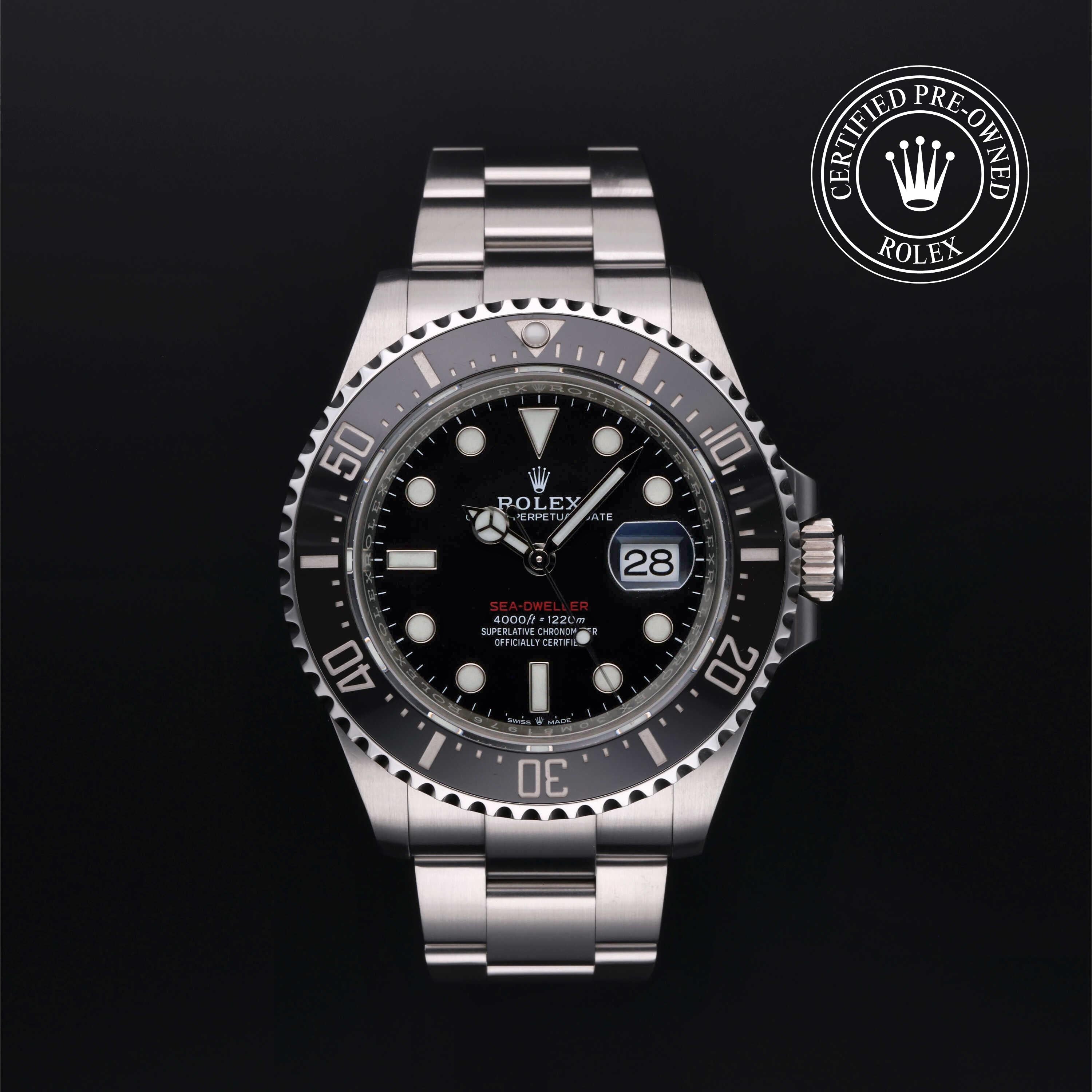 Rolex Certified Pre-owned Sea-Dweller M126600-0001 front on black background