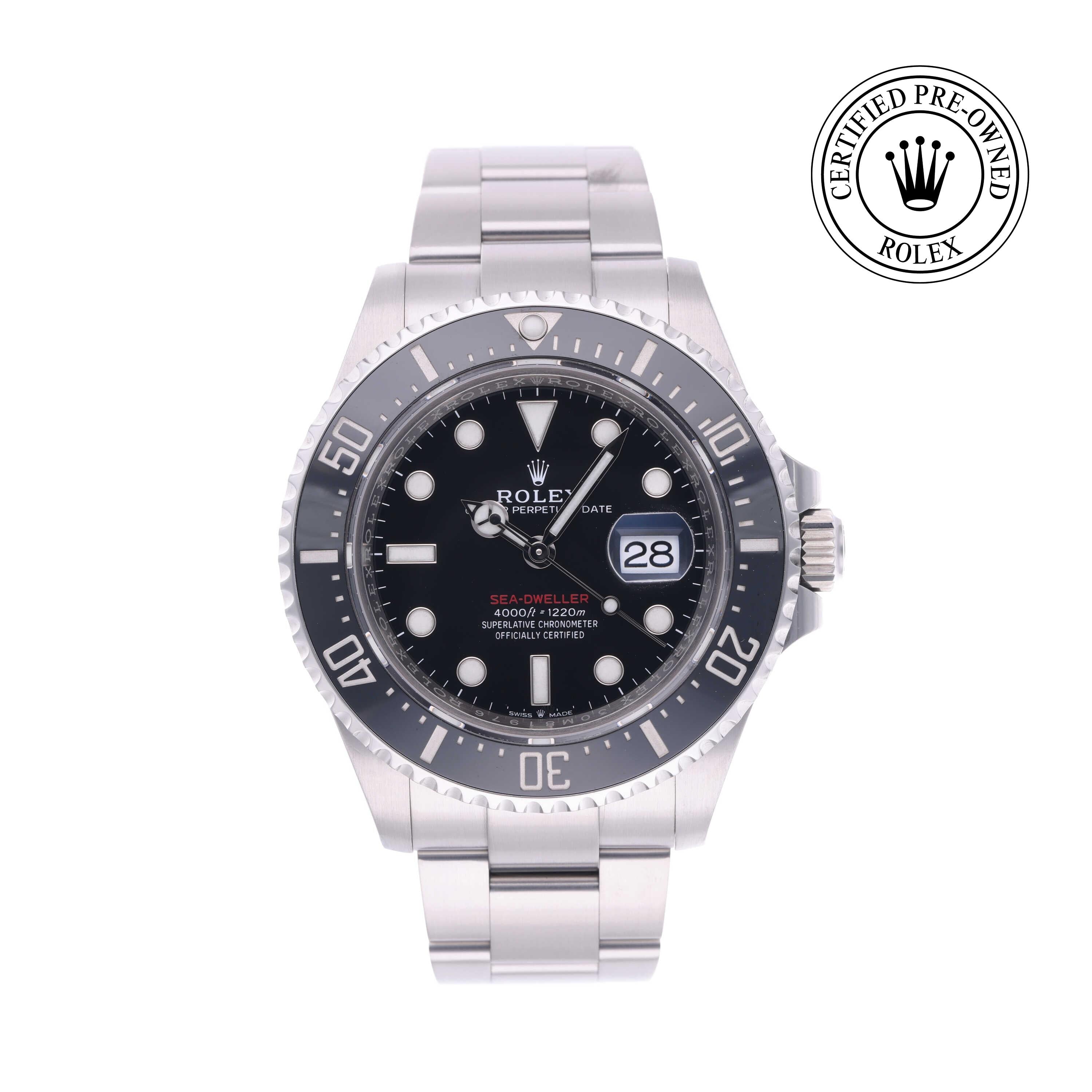 Rolex Certified Pre-owned Sea-Dweller M126600-0001 front on white background