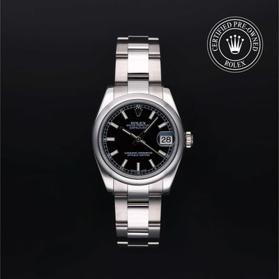 Rolex Certified Pre-owned Lady Datejust M178240-0025 front on black background