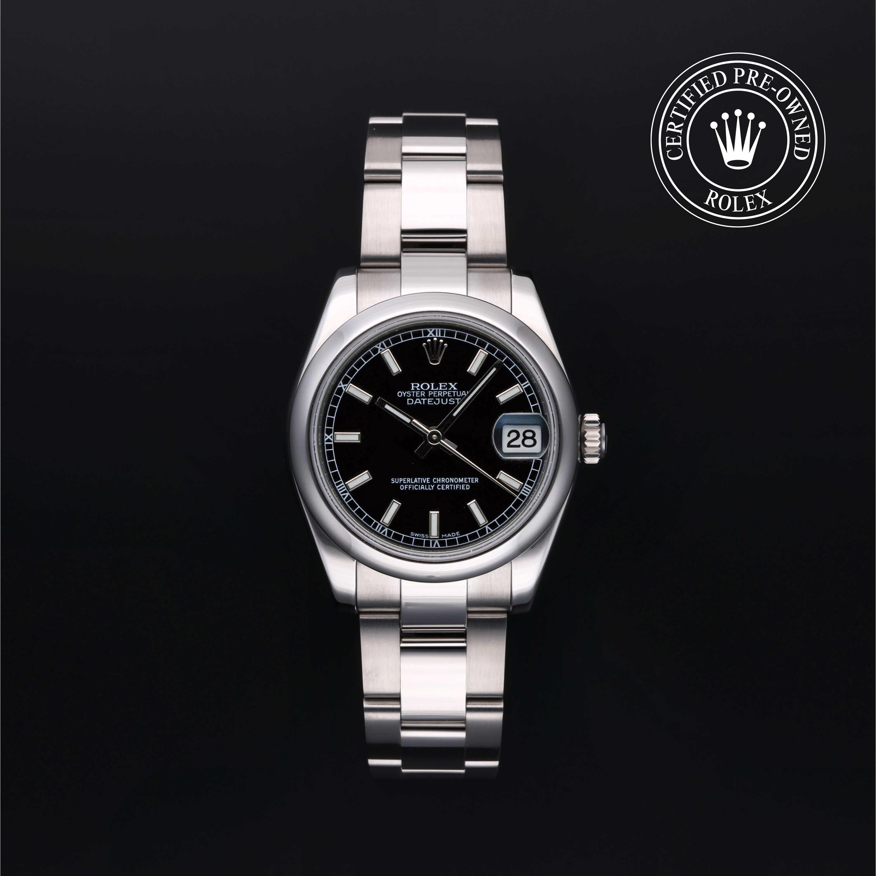 Rolex Certified Pre-owned Lady Datejust M178240-0025 front on black background