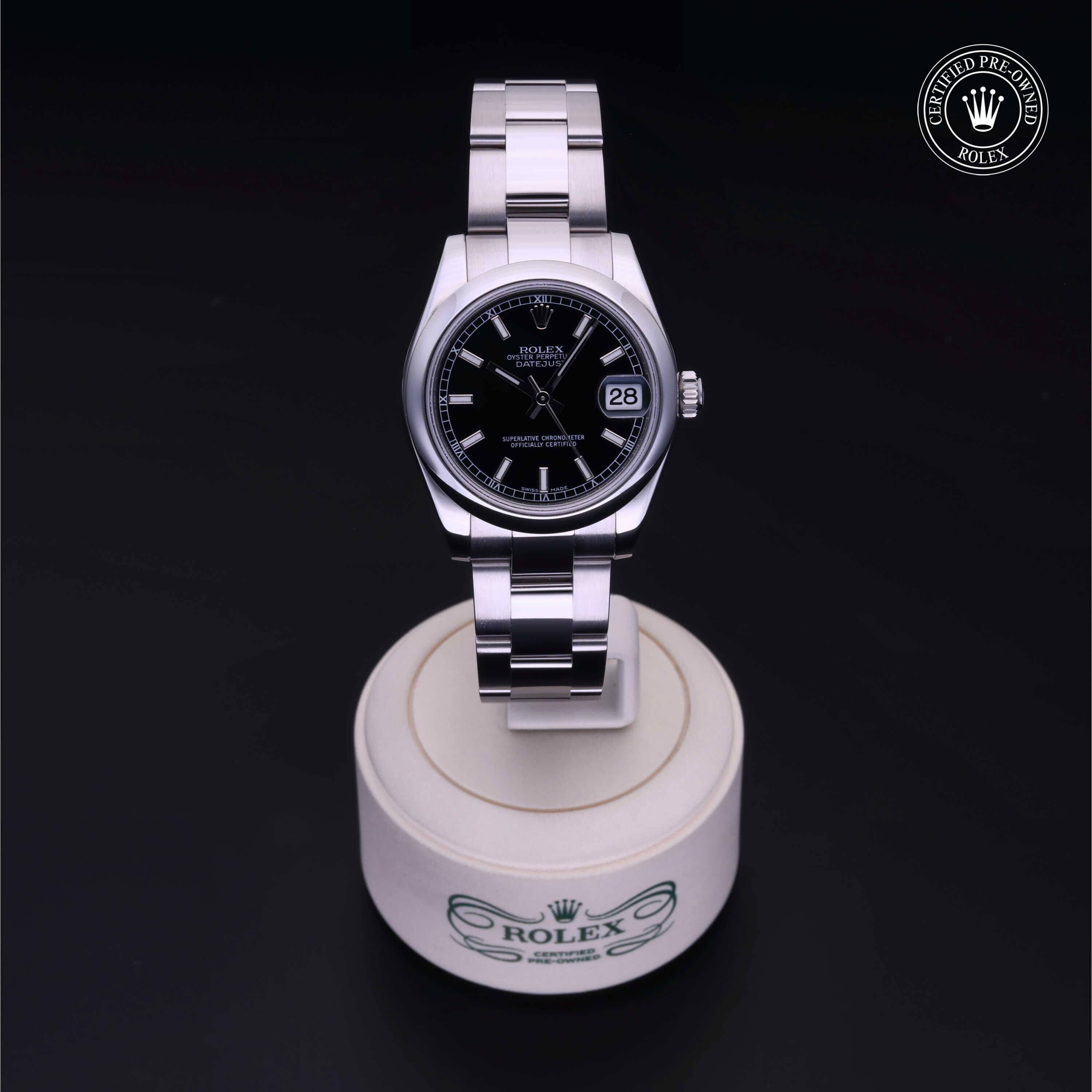 Rolex Certified Pre-owned Lady Datejust M178240-0025 front on black background