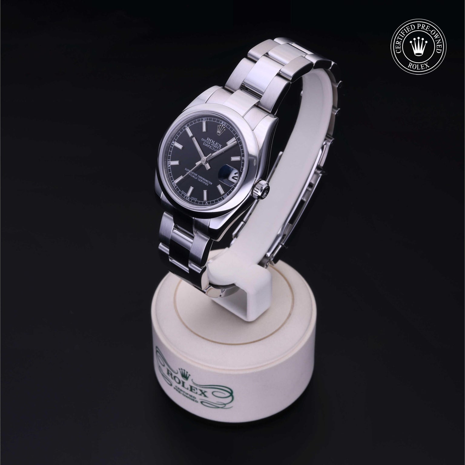Rolex Certified Pre-owned Lady Datejust M178240-0025 front on black background