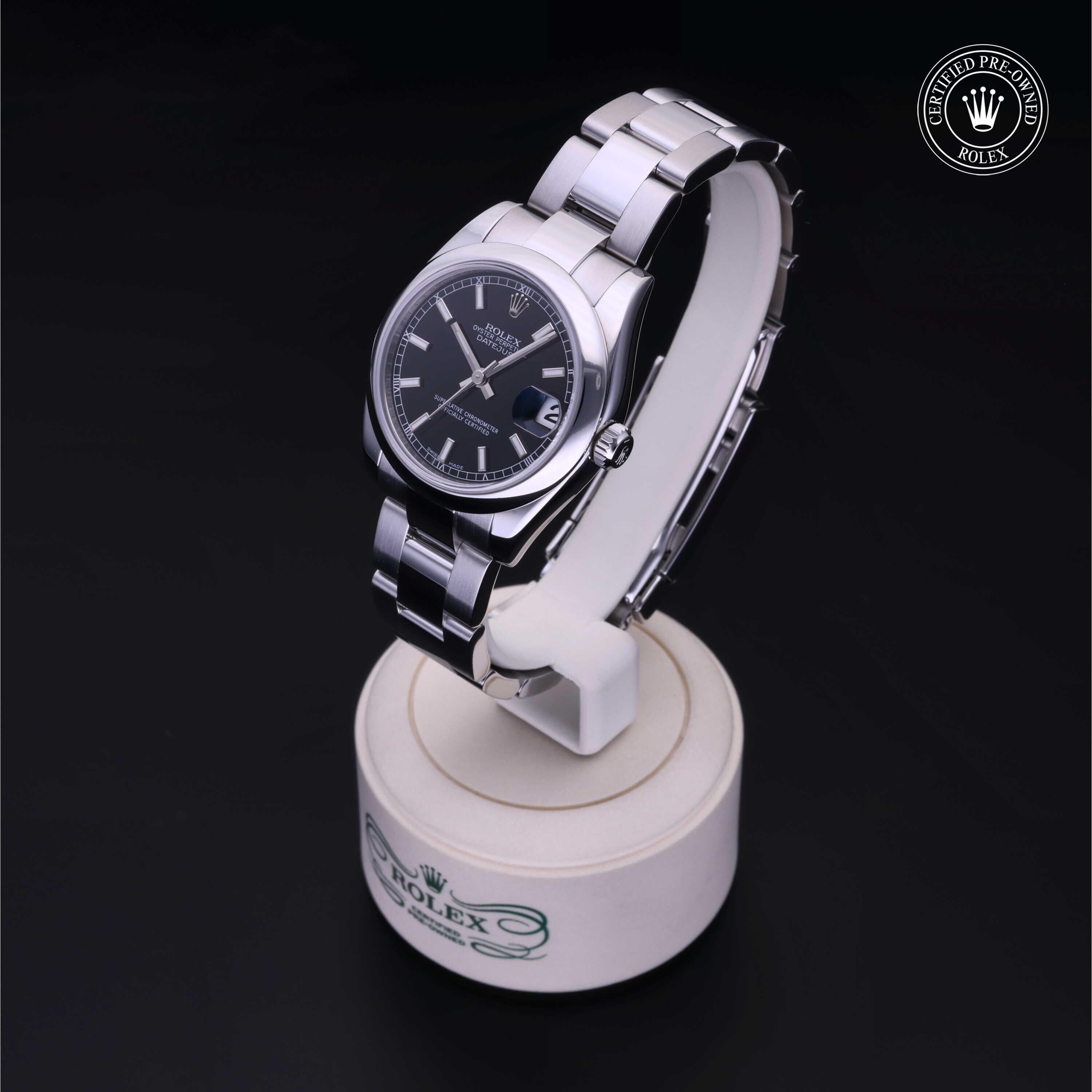 Rolex Certified Pre-owned Lady Datejust M178240-0025 front on black background