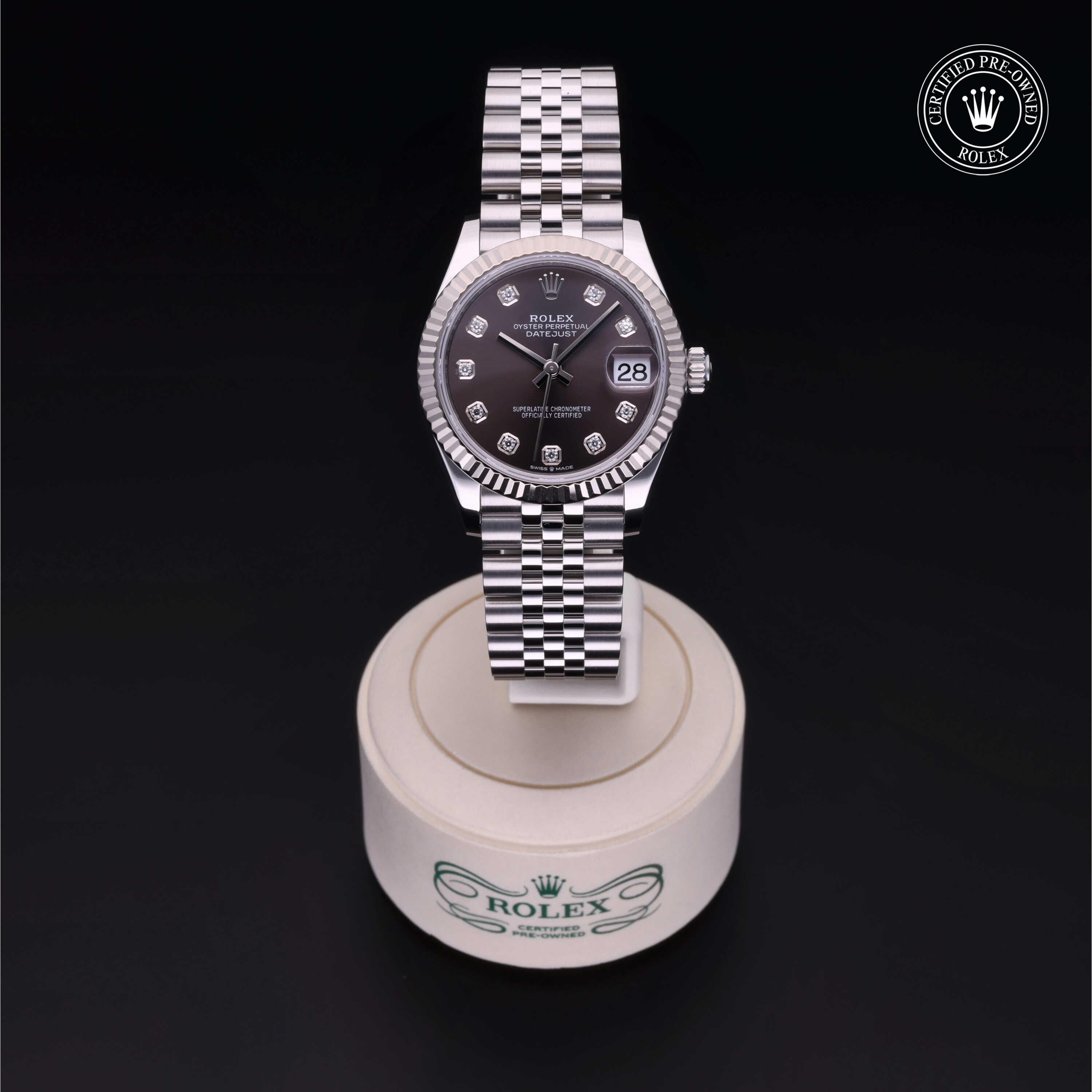 Rolex Certified Pre-owned Lady Datejust M278274-0008 front on black background