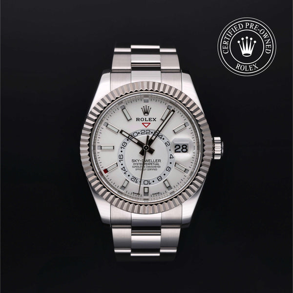 Rolex Certified Pre-owned Sky-Dweller M326934-0001 front on black background