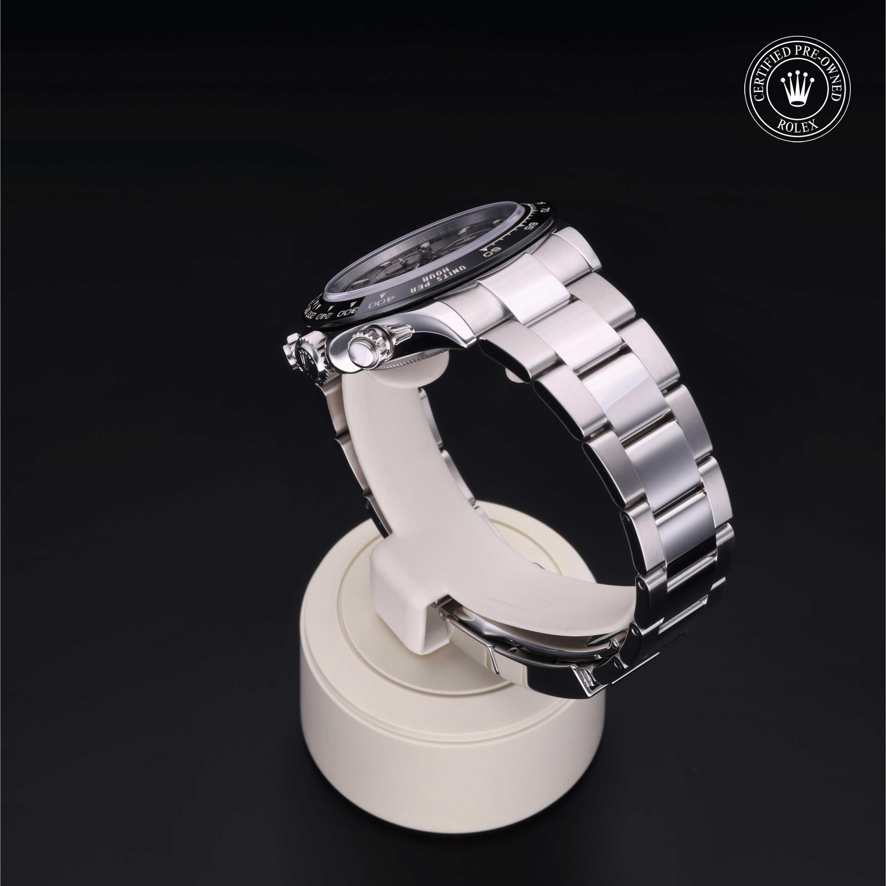 Rolex Certified Pre-owned Daytona M116500LN-0002 front on black background