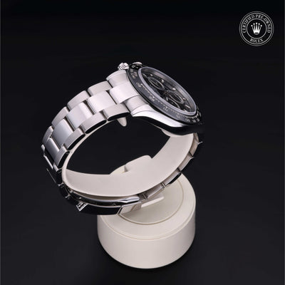 Rolex Certified Pre-owned Daytona M116500LN-0002 front on black background