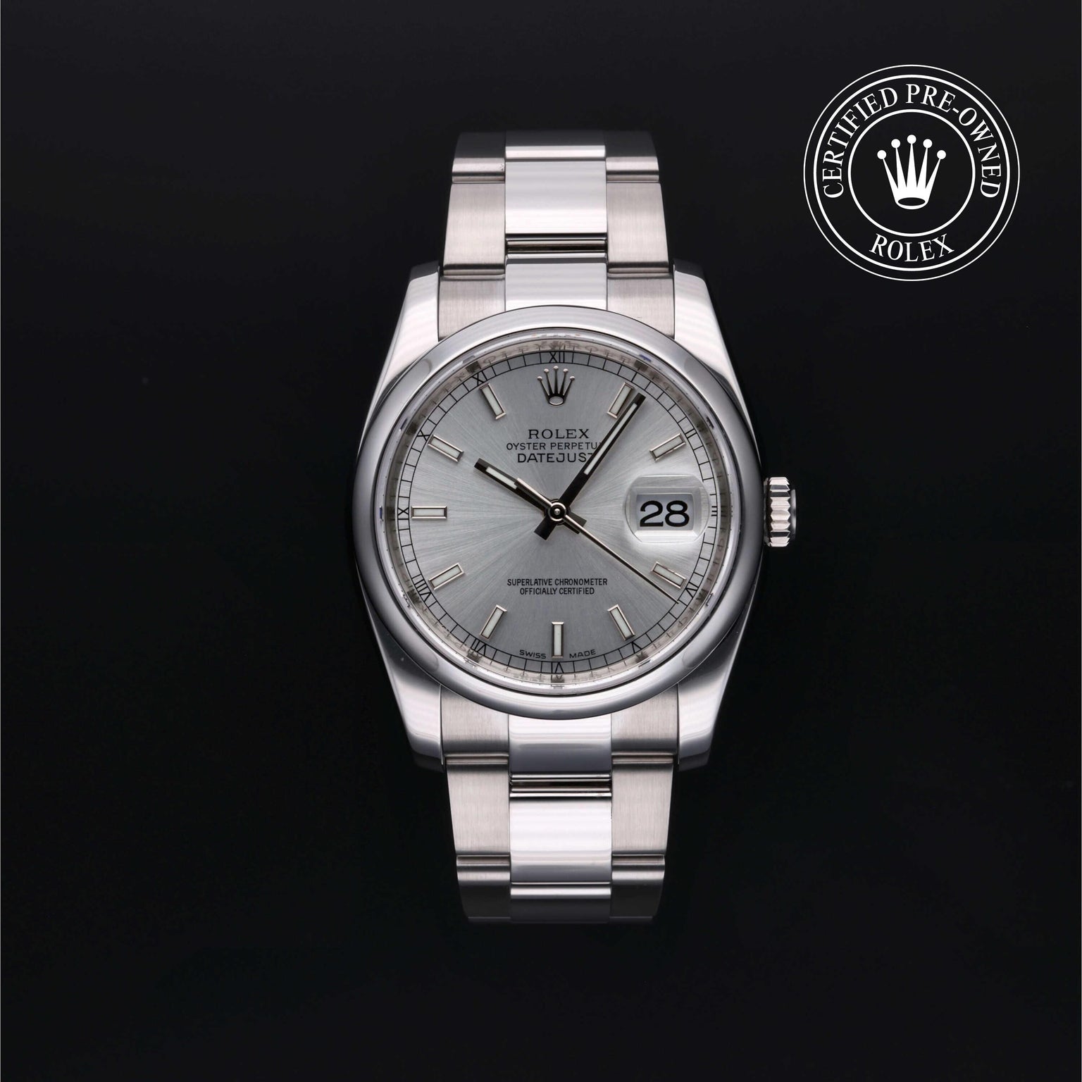 Rolex CPO Datejust M116200 front on white background