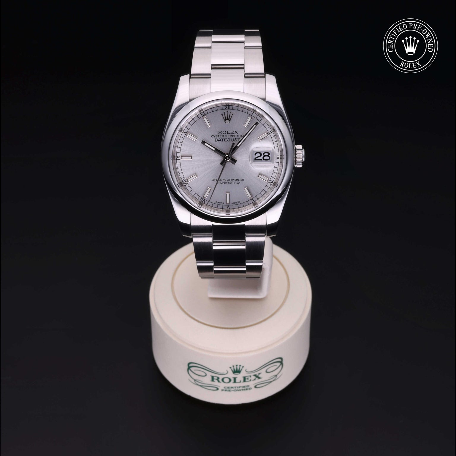 Rolex CPO Datejust M116200 front on white background