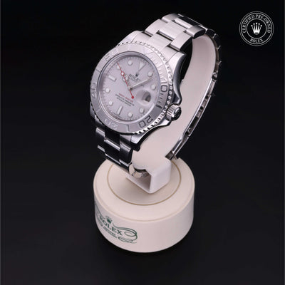 Rolex Certified Pre-owned Yacht-Master M116622-0002 front on black background