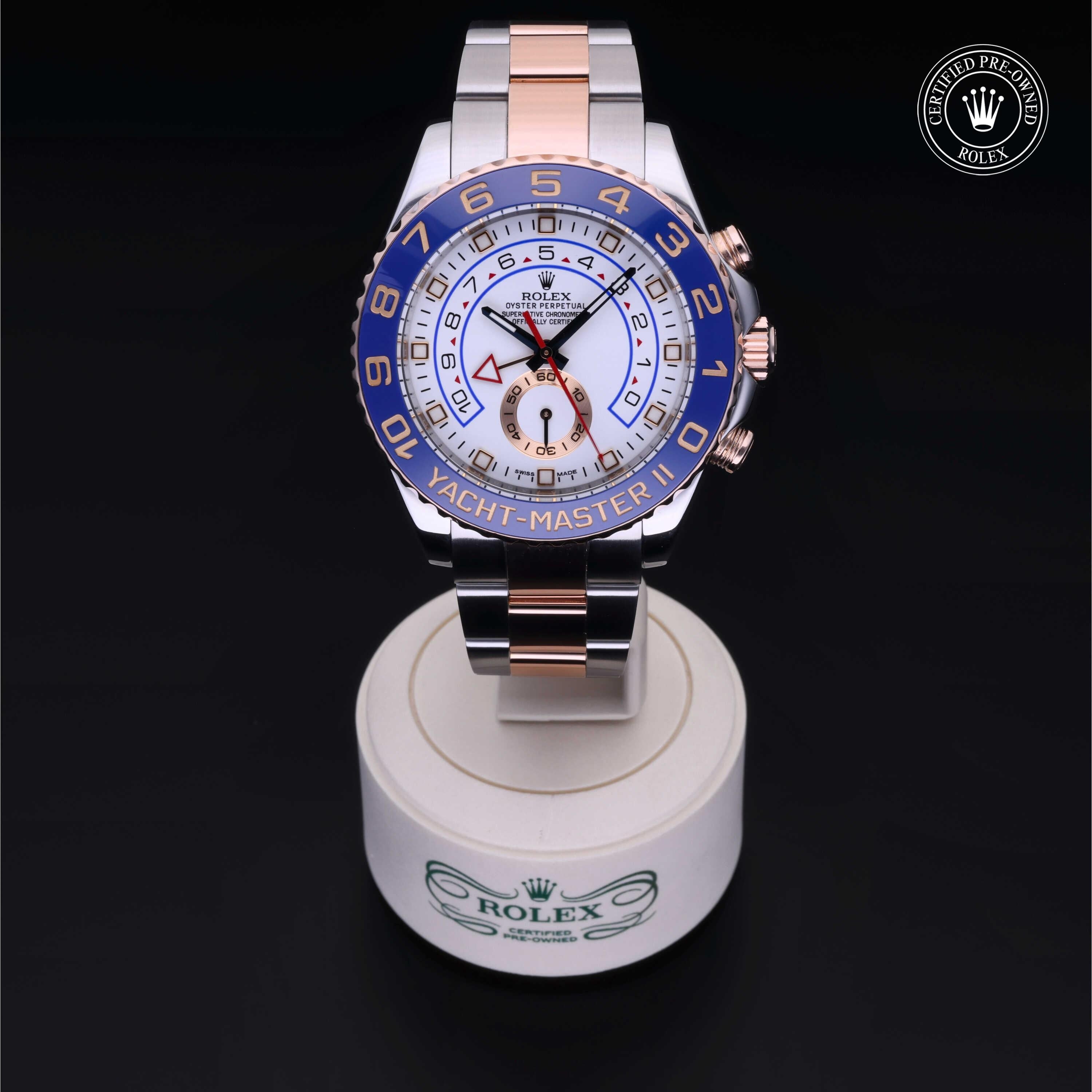 Rolex Certified Pre-owned Yacht-Master M116681-0001 front on black background