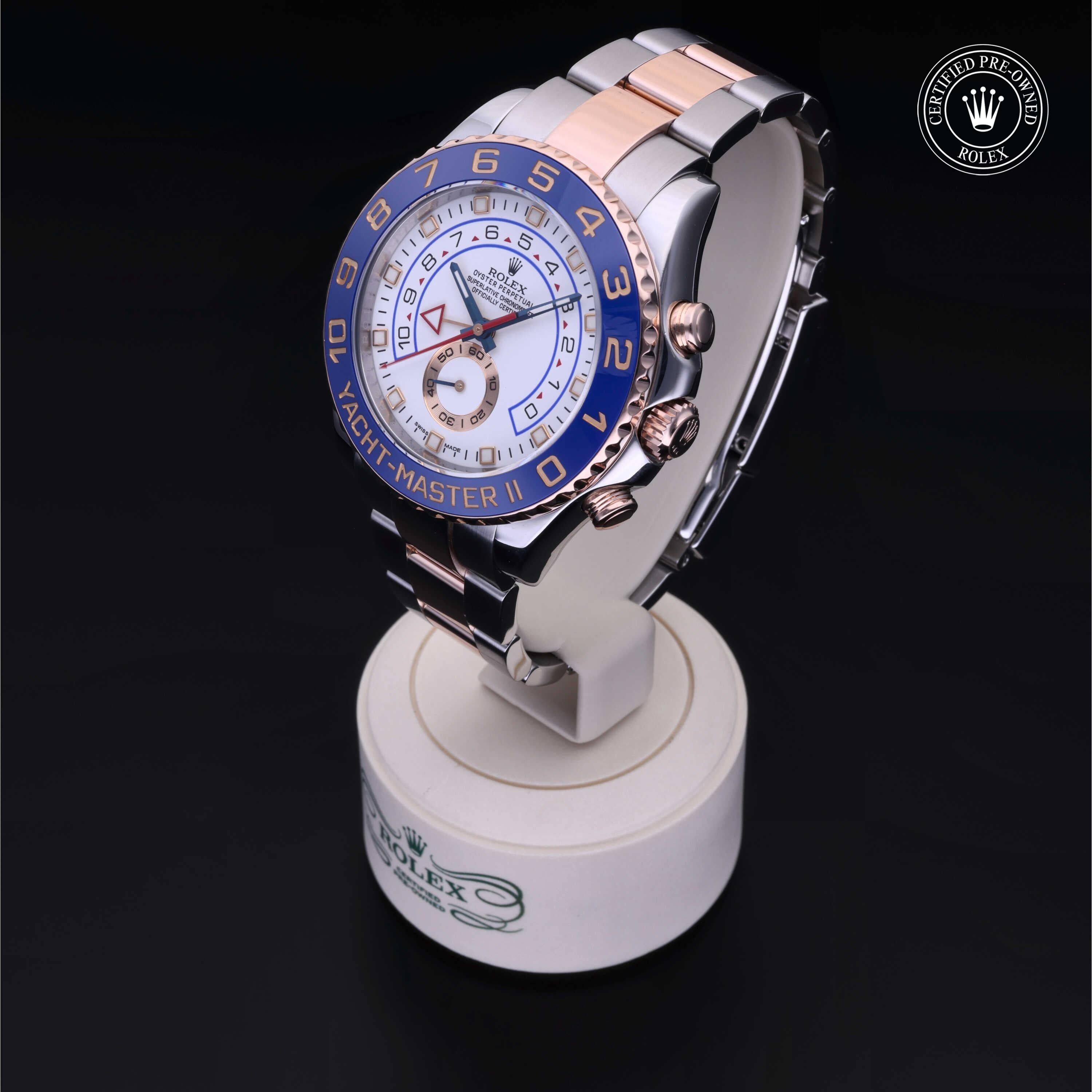 Rolex Certified Pre-owned Yacht-Master M116681-0001 front on black background