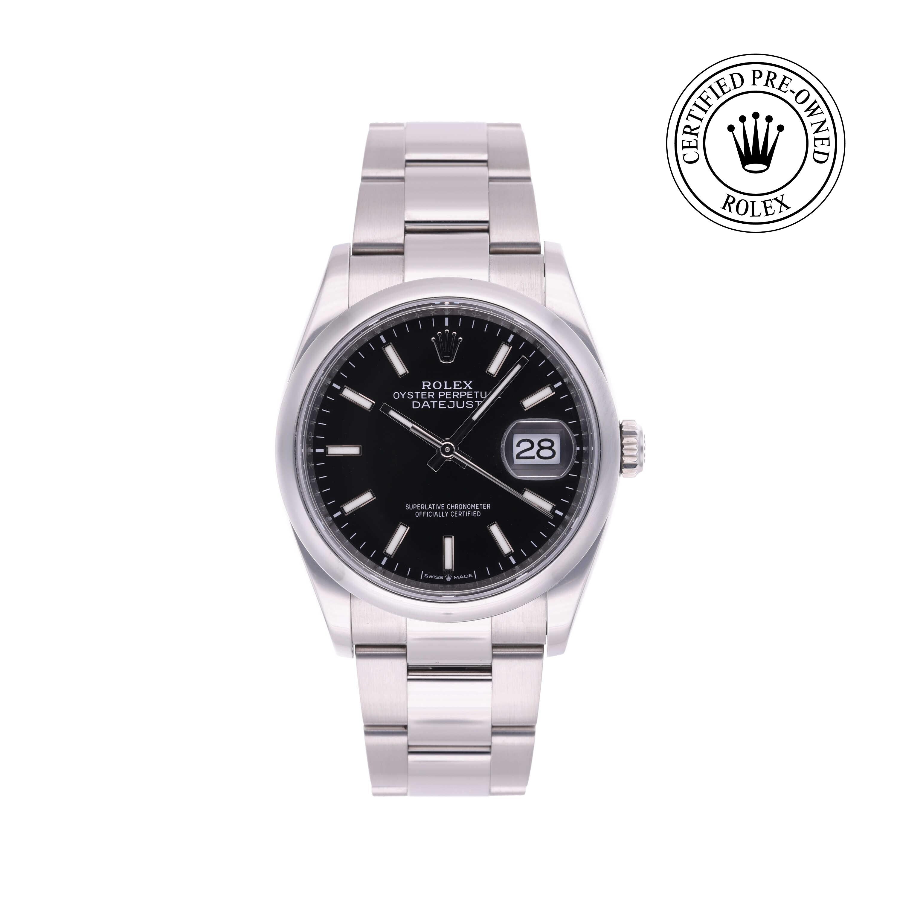 Rolex Certified Pre-owned Datejust M126200-0004 front on white background